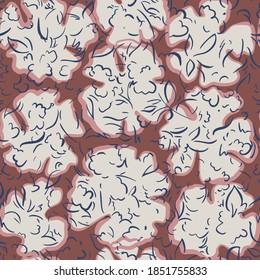 Floral ornament. Botanical seamless pattern with silhouettes of flower buds. Flat graphic. Nature background. Fashion and fabric design.