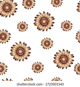 
Floral ornament. Brown-golden pattern on a white background. Printing, drawing for wallpaper, fabric, clothing, home decoration, textiles, packaging. Seamless vector