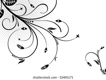 Floral ornament with bud, element for design, vector illustration
