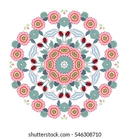 Floral ornament in a circle.  Element for design. Vector illustration.Illustration for greeting cards, invitations, and other printing projects.