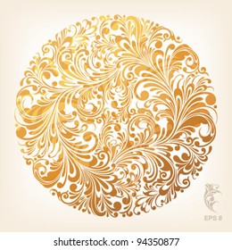 Floral Ornament In Circle, Vector Illustration