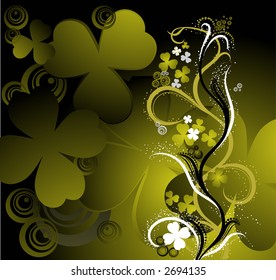 Floral ornament with clover.  Element design. For St. Patrick's Day
