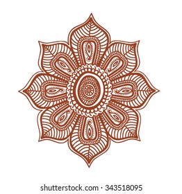 Floral ornament - decorative indian henna tatto flower. Mendi vector in arabian style