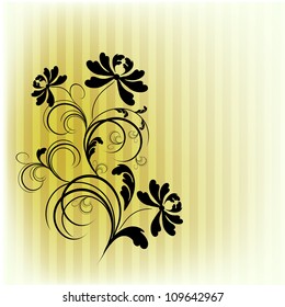 Floral ornament. Design element isolated on yellow background. illustration