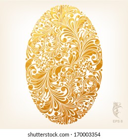floral ornament design element in oval form, vector illustration