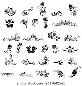Floral ornament elements collection for design