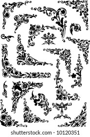 floral ornament elements collection isolated on white background
