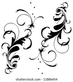 floral ornament elements collection isolated on white background
