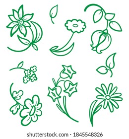 floral ornament elements collection isolated on white. seamless vector pattern