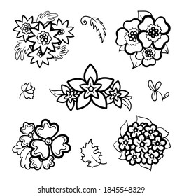 floral ornament elements collection isolated on white. seamless vector pattern