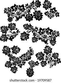 floral ornament elements collection isolated on white background
