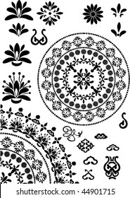 floral ornament elements collection isolated on white background