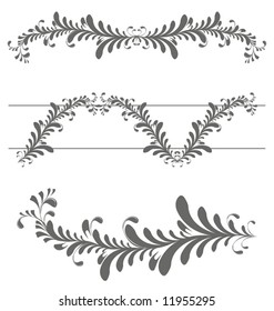 floral ornament elements isolated on white background