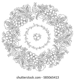 Floral ornament executed in lines. Vector