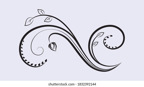 Floral ornament, flat design, vector decorative element.