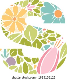 floral ornament in the form of a letter