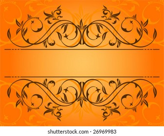 Floral ornament with frame, element for design, vector illustration