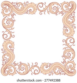 Floral ornament frame in red and cream with copy space on the center.