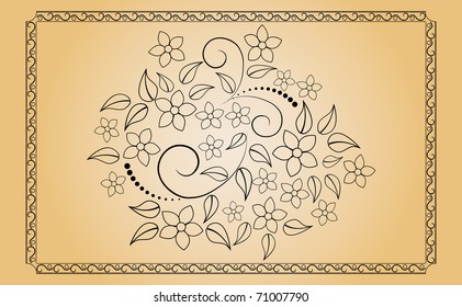 Floral ornament with frame. Vector.