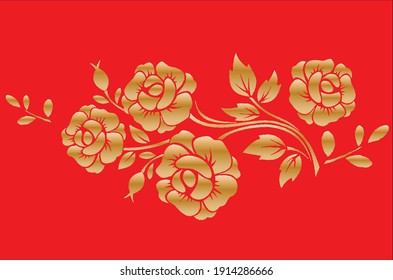 Floral ornament, with golden color on red base, which is very exclusive