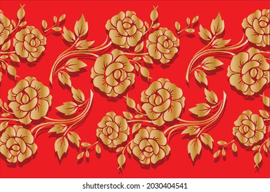 Floral ornament, with golden color on red base, which is very exclusive