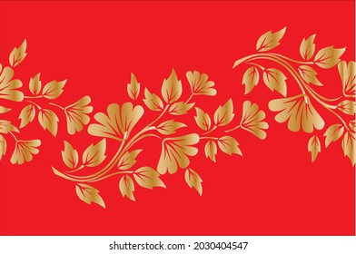 Floral ornament, with golden color on red base, which is very exclusive