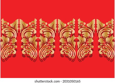 Floral ornament, with golden color on red base, which is very exclusive
