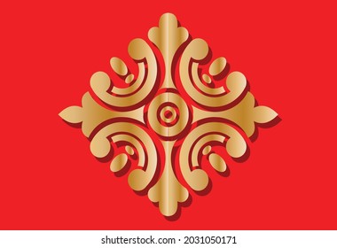 Floral ornament, with golden color on red base, which is very exclusive
