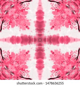 Floral ornament, graphic drawing. Pattern pink vintage style. Grunge texture. Festive greeting card. Abstract art background. Modern symmetric pattern. Festive art backdrop. Creative vector element.