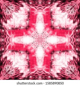 Floral ornament, graphic drawing. Pattern pink vintage style. Grunge texture. Festive greeting card. Abstract art background. Modern symmetric pattern. Festive art backdrop. Creative vector element.