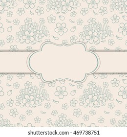 Floral ornament greeting card vintage style. Vector illustration