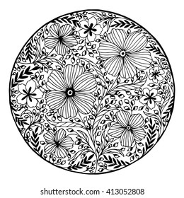 Floral ornament. Hand drawn. Vector illustration