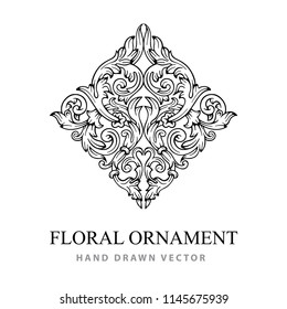 Floral ornament. Hand drawn, vintage style floral ornament.
Vector design element. Ornament, frame or background element.