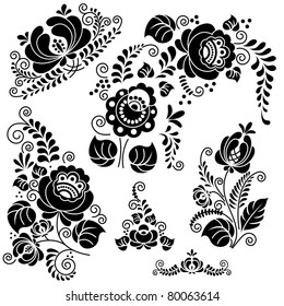 Floral ornament hand made. Vector image.