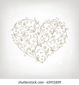 Floral ornament heart shape for your design