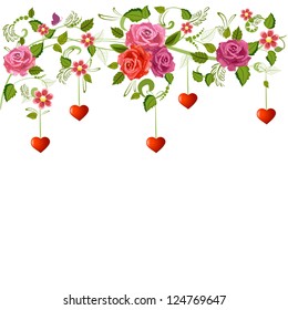 Floral ornament with hearts for your design