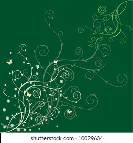 Floral ornament illustration on green background