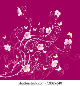 Floral ornament illustration on purple background