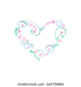 Floral ornament inside the heart vector