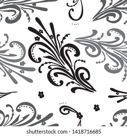 floral ornament leaf  flower pattern decorative design tattoo black and white. Vintage style design collection for Posters, Placards, Invitations and Banners