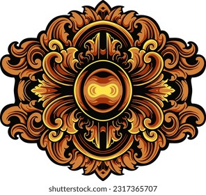 floral ornament leaf scroll engraved retro