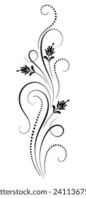 Floral ornament with leaves and abstract lines. Graceful element for decor and greeting or invitation card design