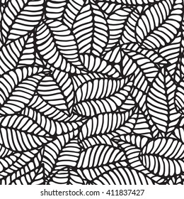 Floral ornament, leaves. Seamless vector background.