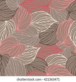 Floral ornament, leaves. Seamless vector background.