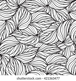 Floral ornament, leaves. Seamless vector background.
