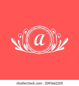 floral ornament with letter a simple vector design template.