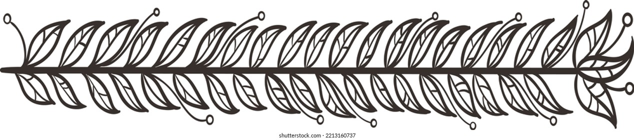 Floral ornament line. Botanical branch doodle pattern