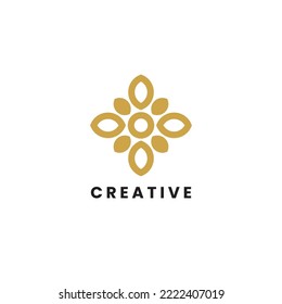 Floral ornament logo. Abstract beauty flower logo design