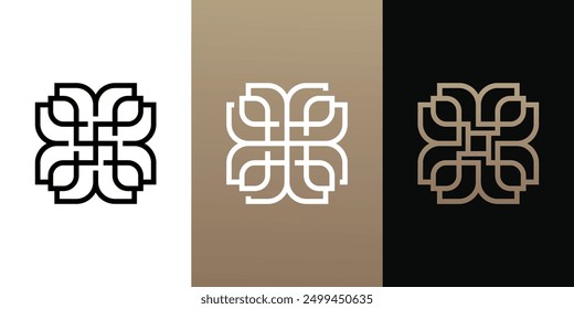 Floral ornament logo, abstract beauty flower logo design. Premium Vector