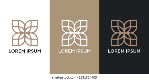 Floral ornament logo. Abstract geometric beauty flower. Premium Vector